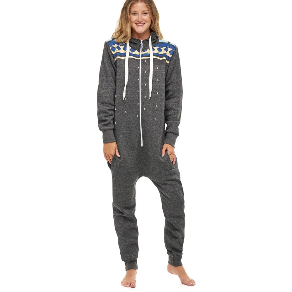 Char Haven eskaay Hooded sweatshirt Onesie with Blue Pattern unisex size S